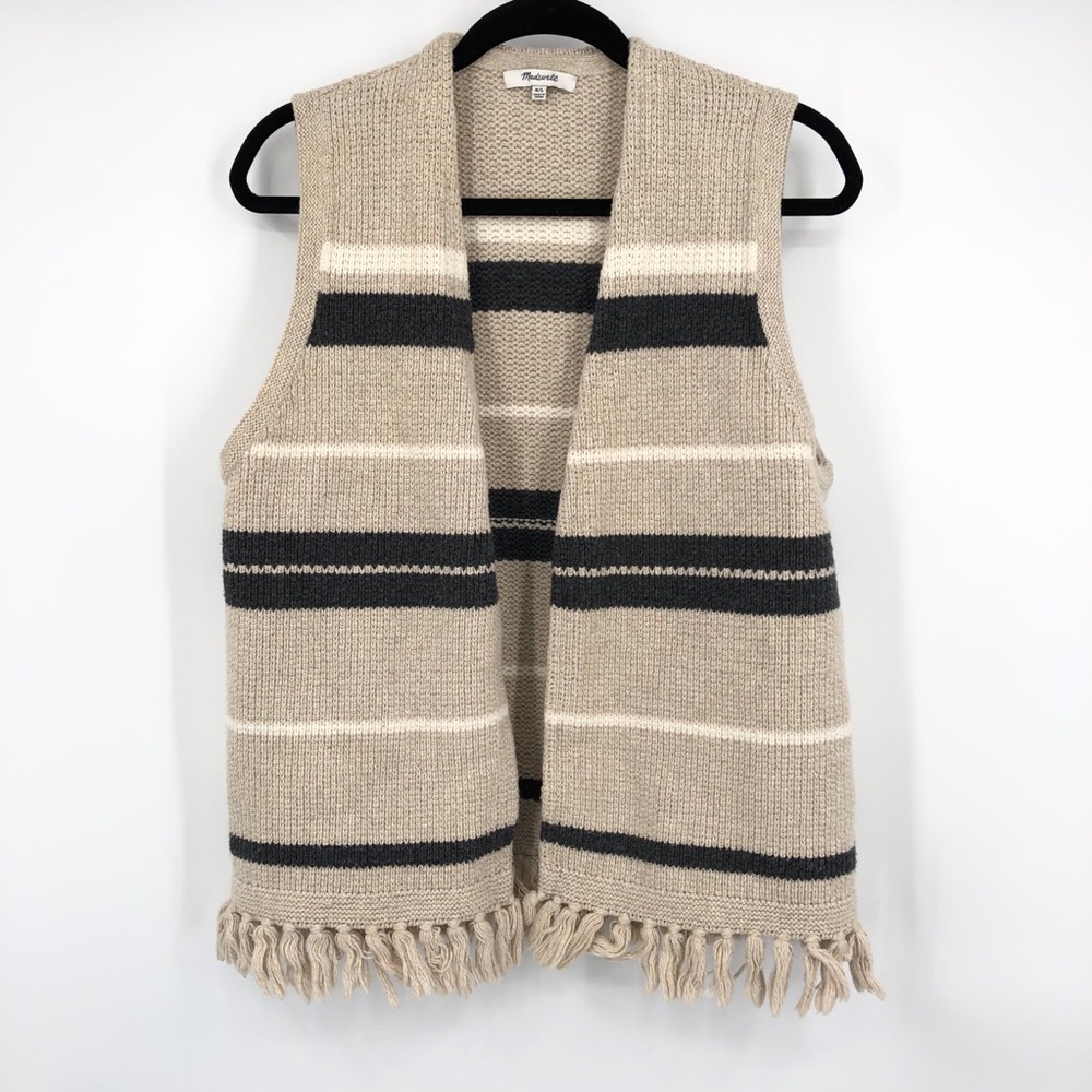 Madewell M/L Coastward Fringe Sweater Vest Stripe